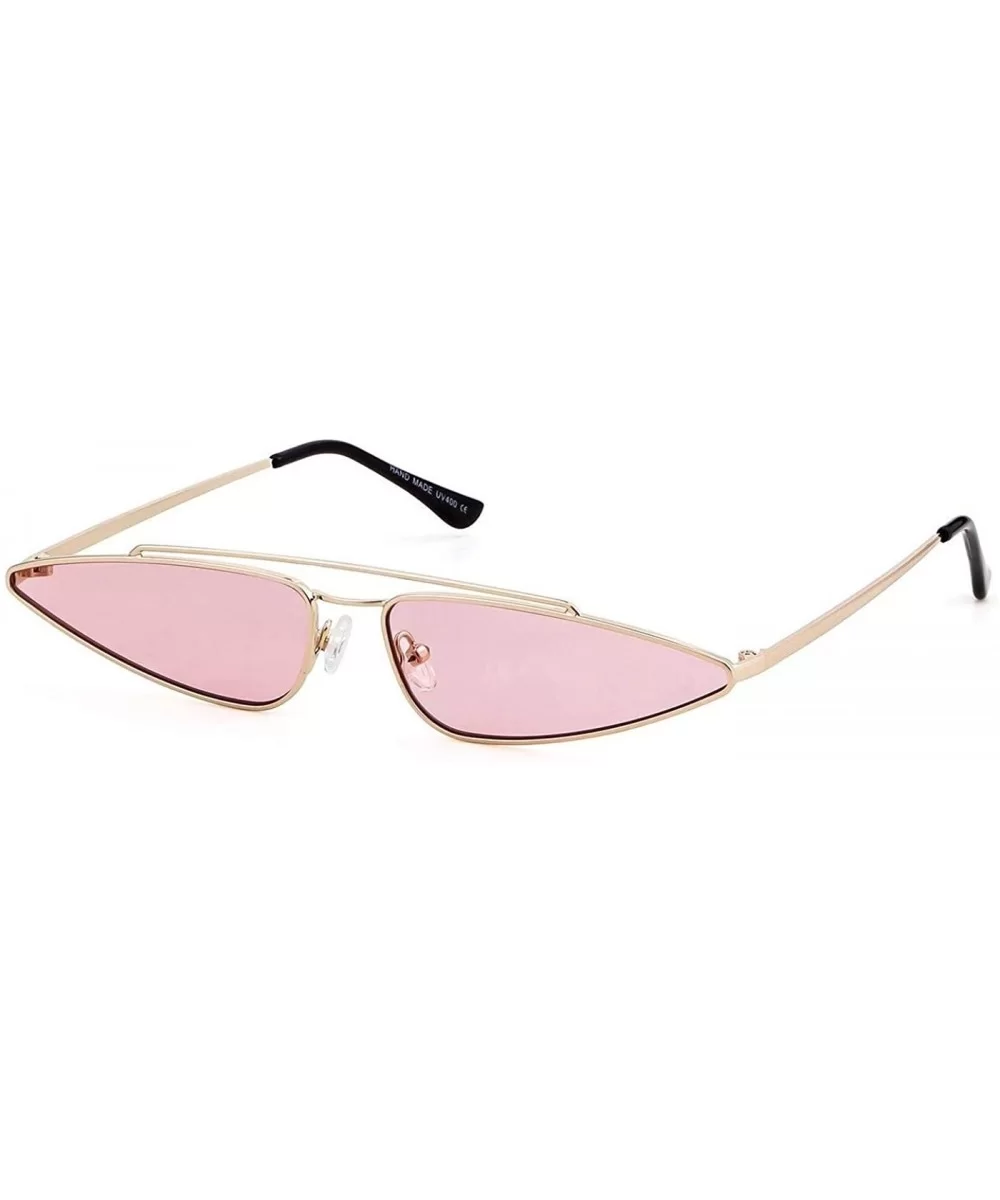 Vintage Cat Eye Sunglasses Small Metal Frame Candy Colors Glasses - Pink - CO18G8Z3NZO $15.09 Goggle