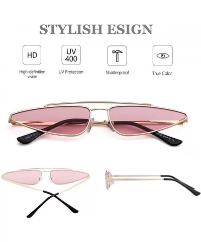 Vintage Cat Eye Sunglasses Small Metal Frame Candy Colors Glasses - Pink - CO18G8Z3NZO $15.09 Goggle