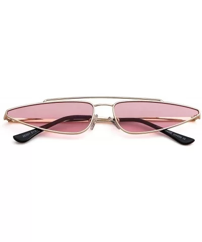 Vintage Cat Eye Sunglasses Small Metal Frame Candy Colors Glasses - Pink - CO18G8Z3NZO $15.09 Goggle