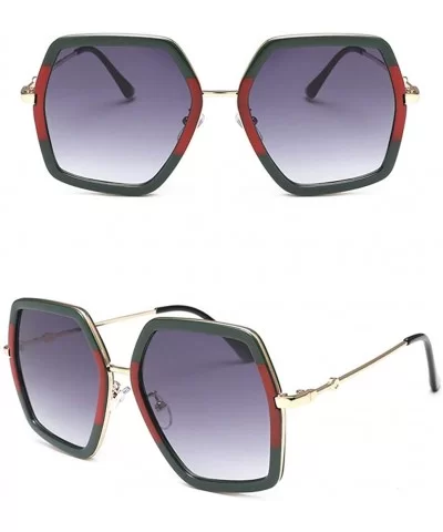 UV Protection Sunglasses for Women Men Full rim frame Square Acrylic Lens Metal Frame Sunglass - Green - CH1902TWRWL $15.56 Oval