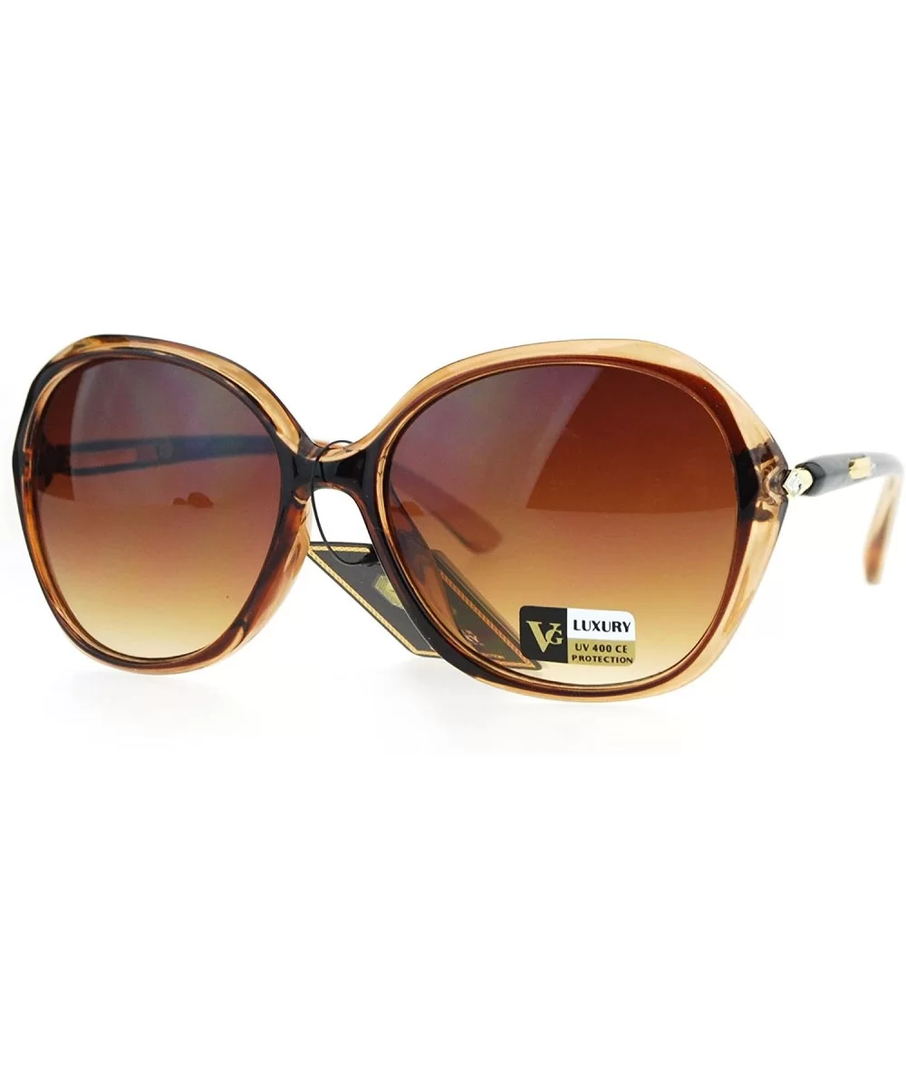 Womens Elegant Fashion Sunglasses Rhinestone Design Round Square UV 400 - Brown - C9186SSCUUC $16.12 Square