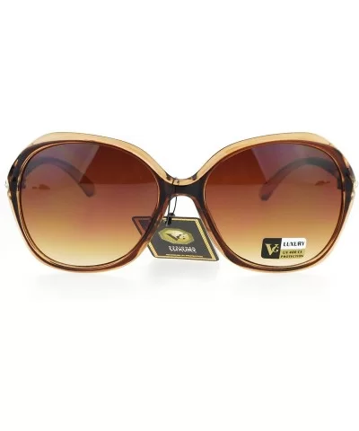 Womens Elegant Fashion Sunglasses Rhinestone Design Round Square UV 400 - Brown - C9186SSCUUC $16.12 Square