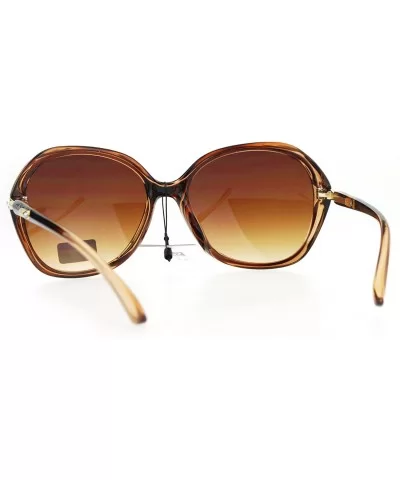 Womens Elegant Fashion Sunglasses Rhinestone Design Round Square UV 400 - Brown - C9186SSCUUC $16.12 Square