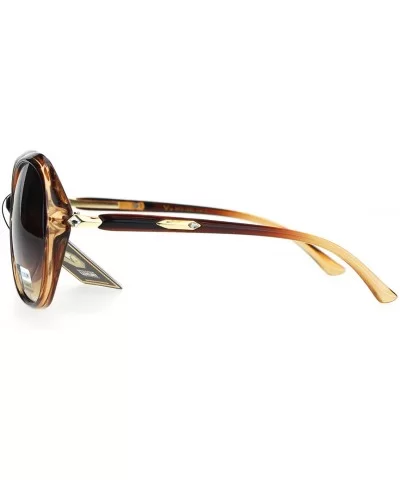 Womens Elegant Fashion Sunglasses Rhinestone Design Round Square UV 400 - Brown - C9186SSCUUC $16.12 Square