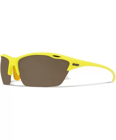 Alpha Yellow White Hiking/Mountain Biking Sunglasses with ZEISS P8010 Brown Tri-flection Lenses - CF18KMZX4UO $26.90 Sport