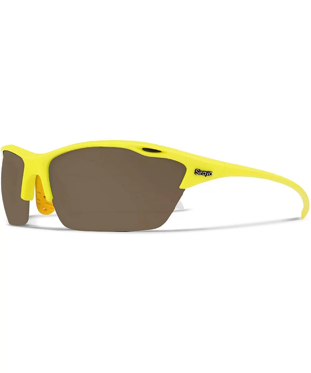 Alpha Yellow White Hiking/Mountain Biking Sunglasses with ZEISS P8010 Brown Tri-flection Lenses - CF18KMZX4UO $26.90 Sport