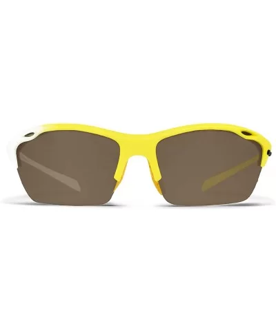 Alpha Yellow White Hiking/Mountain Biking Sunglasses with ZEISS P8010 Brown Tri-flection Lenses - CF18KMZX4UO $26.90 Sport