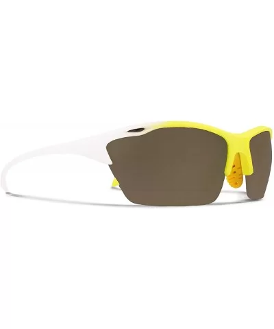 Alpha Yellow White Hiking/Mountain Biking Sunglasses with ZEISS P8010 Brown Tri-flection Lenses - CF18KMZX4UO $26.90 Sport