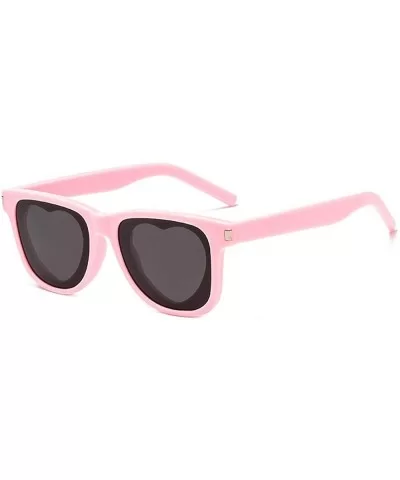 classic square frame female new design heart-shaped lens girl fashion glasses pink UV400 sunglasses - Pink - C3193I8ER4I $15....