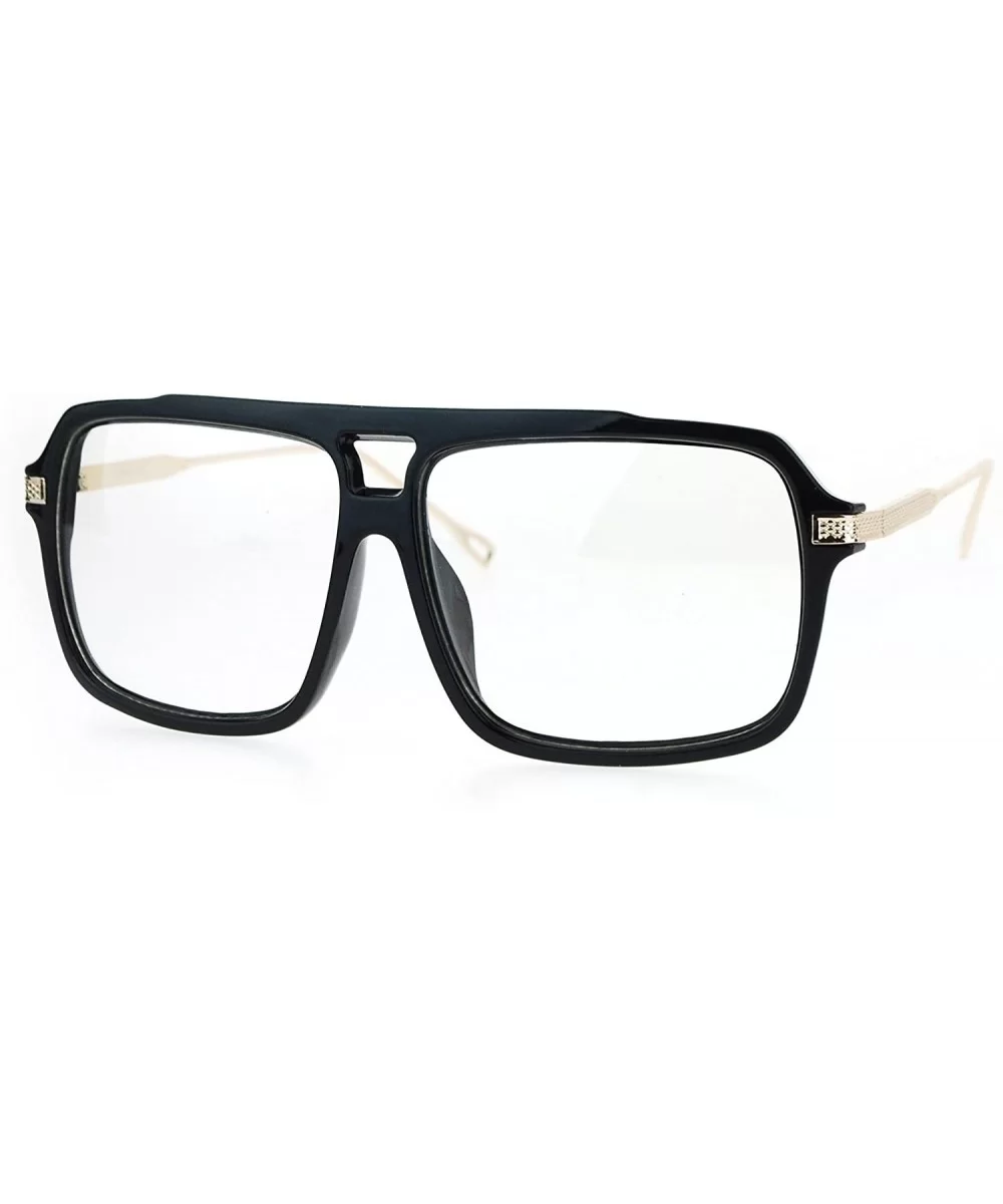 Clear Lens Glasses Mens Fashion Square Designer Frame Eyeglasses UV 400 - Black Gold - C1183O7XIRX $17.59 Square