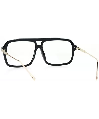 Clear Lens Glasses Mens Fashion Square Designer Frame Eyeglasses UV 400 - Black Gold - C1183O7XIRX $17.59 Square