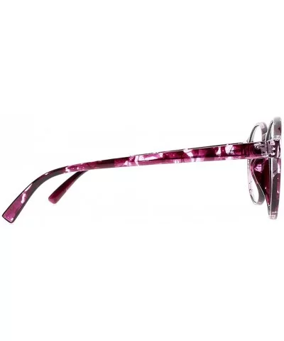 Women Stylish Big Flower Oval Frame Reading Glasses Comfortable Rx Magnification - Purple - CX1860N927E $12.28 Oval