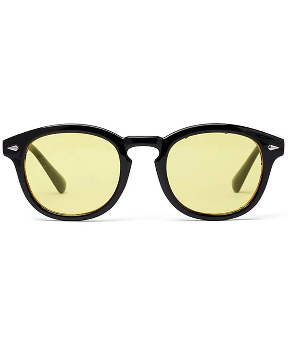 Retro Inspired Sunglasses With Rivets Tinted Lens UV400 - Black - CE18S9KA8KC $17.18 Square