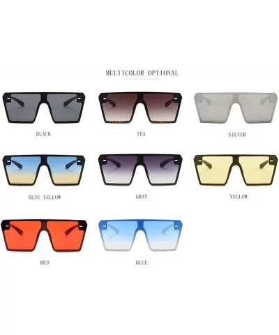 Oversized Square Sunglasses Women Luxury Fashion Flat Top Clear Lens One Piece Men Gafas Shade Mirror UV400 - 7 - C519852GAEE...