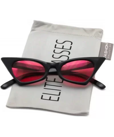 Small Cat Eye Sunglasses For Women High Pointed Tinted Color Lens New - Black/Pink - CC18075228X $12.52 Cat Eye