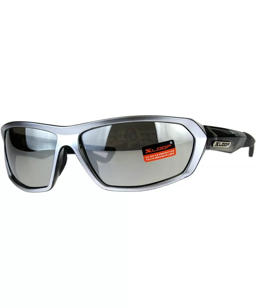 Mens Xloop Sunglasses Designer Sports Fashion Shades UV 400 - Silver (Silver Mirror) - CE18E36D6NQ $15.53 Oval