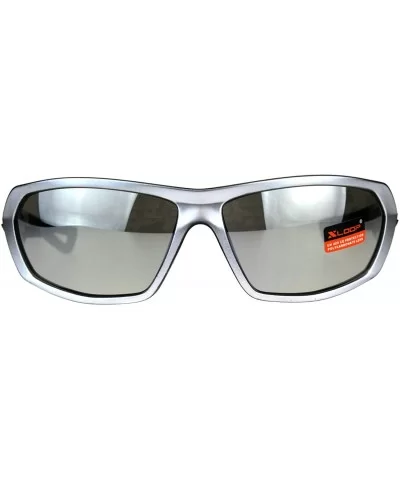 Mens Xloop Sunglasses Designer Sports Fashion Shades UV 400 - Silver (Silver Mirror) - CE18E36D6NQ $15.53 Oval