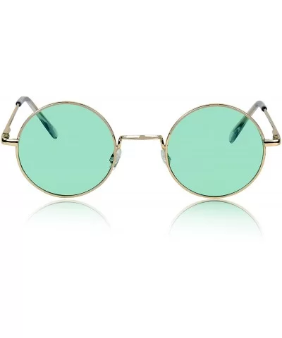 Retro Round Sunglasses Small Colored Lens Hippie John Lennon Glasses - Green Glasses - C018W9M2AXS $12.96 Round