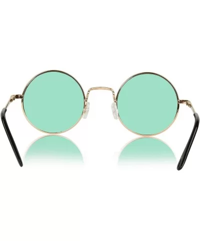 Retro Round Sunglasses Small Colored Lens Hippie John Lennon Glasses - Green Glasses - C018W9M2AXS $12.96 Round