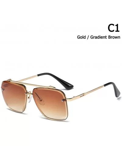 Men Gradient Sunglasses Vintage Design Sunglasses - C1 Gold Brown - CK194OL570Z $42.93 Goggle