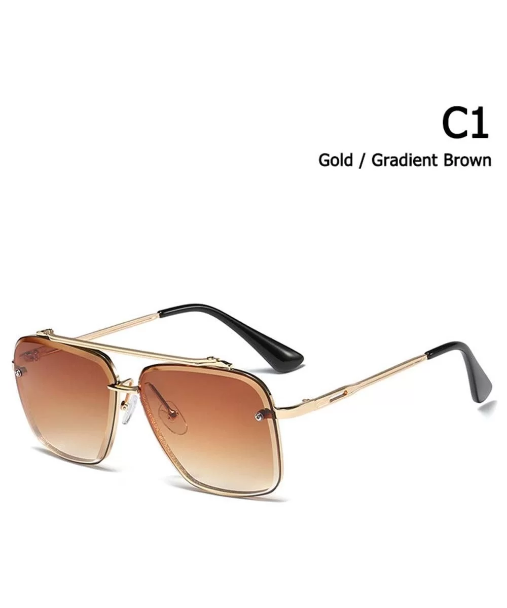 Men Gradient Sunglasses Vintage Design Sunglasses - C1 Gold Brown - CK194OL570Z $42.93 Goggle