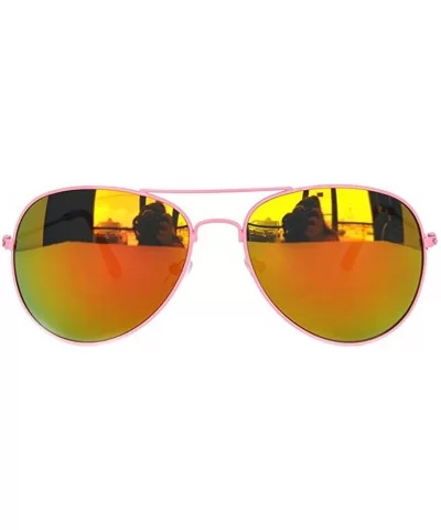 Classic Aviator Style Colored Lens Sunglasses Metal Frame - 1-neon Pink Frame Mirrored Lens - CH11SWZ0HZZ $13.11 Aviator