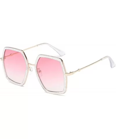 Oversized Square Sunglasses for Women Hexagon Inspired Designer Style Shades - Pink - CH18Y0NMC4H $17.32 Wrap