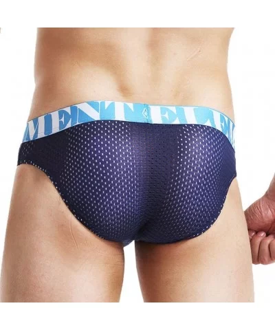 Men's Sexy Low Waist Sports Thin Breathable ice Silk Bullet Separation underpanty for Men Sleepwear - Blue - CB195AECCG7 $12....