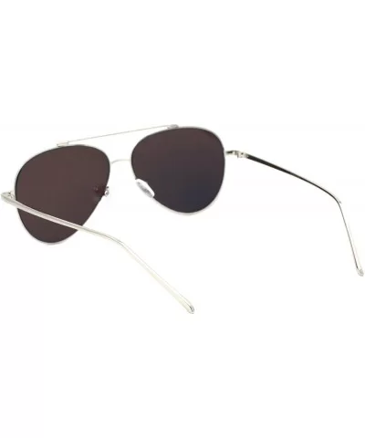 Mirrored Lens Aviator Sunglasses Metal Frame Unisex Fashion UV 400 - Silver (Light Blue Mirror) - CX18XMR5W64 $14.40 Aviator