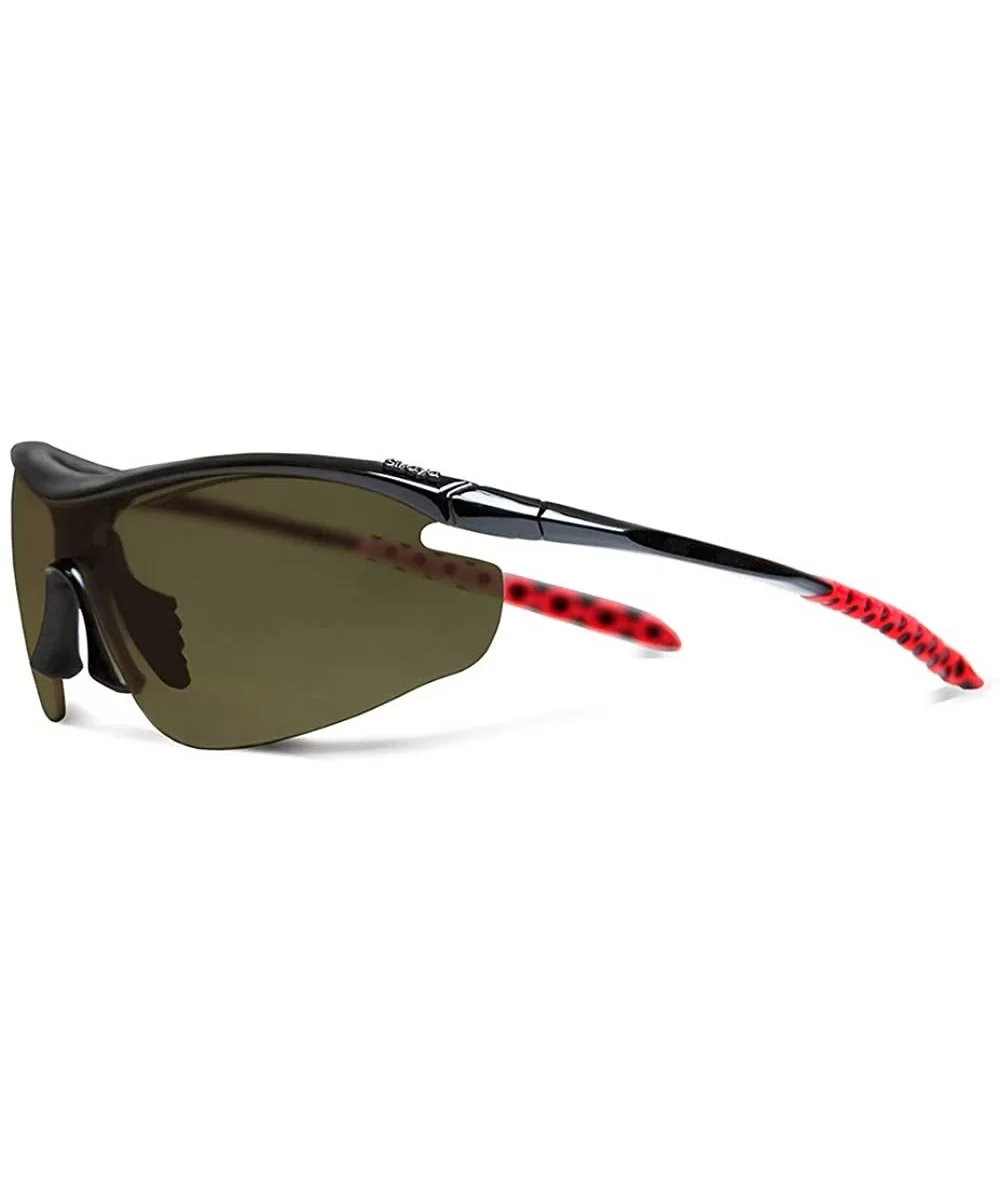 Zeta Black Tennis Sunglasses with ZEISS P310 Green Tri-flection Lenses - CT18KMM95RZ $27.62 Sport