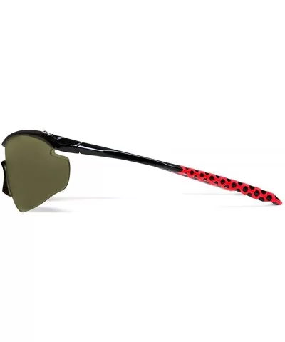 Zeta Black Tennis Sunglasses with ZEISS P310 Green Tri-flection Lenses - CT18KMM95RZ $27.62 Sport