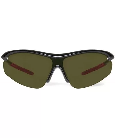 Zeta Black Tennis Sunglasses with ZEISS P310 Green Tri-flection Lenses - CT18KMM95RZ $27.62 Sport