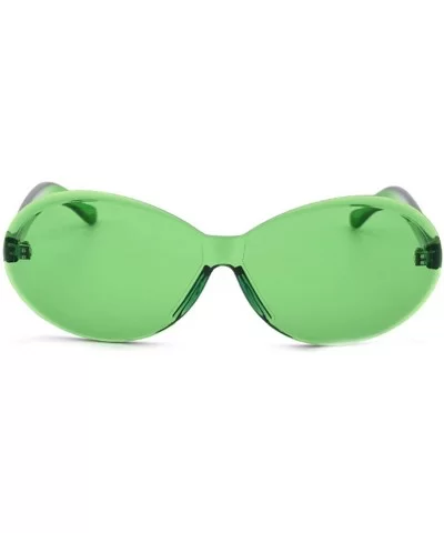 Vintage Fashion Rimless Oval Sunglasses Frameless Colored Lens - Green - CN18QOESLO4 $11.89 Rimless