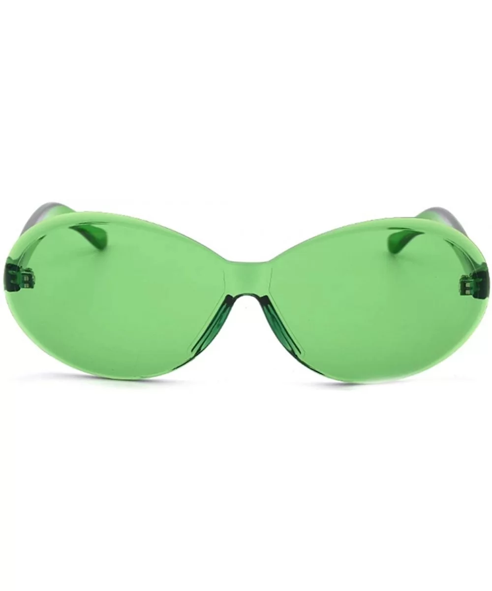 Vintage Fashion Rimless Oval Sunglasses Frameless Colored Lens - Green - CN18QOESLO4 $11.89 Rimless