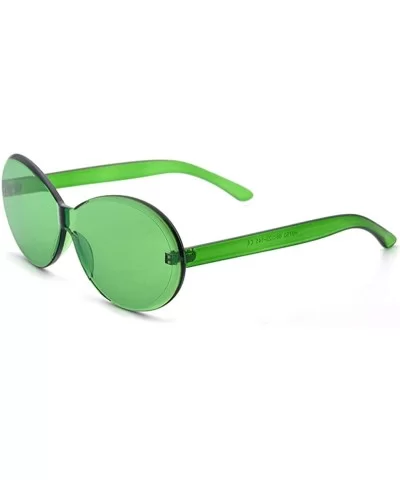 Vintage Fashion Rimless Oval Sunglasses Frameless Colored Lens - Green - CN18QOESLO4 $11.89 Rimless