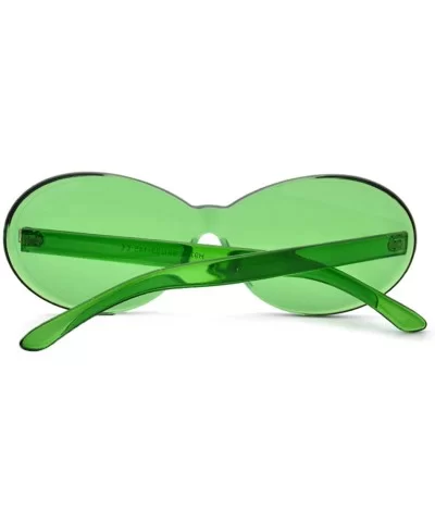 Vintage Fashion Rimless Oval Sunglasses Frameless Colored Lens - Green - CN18QOESLO4 $11.89 Rimless