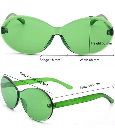 Vintage Fashion Rimless Oval Sunglasses Frameless Colored Lens - Green - CN18QOESLO4 $11.89 Rimless