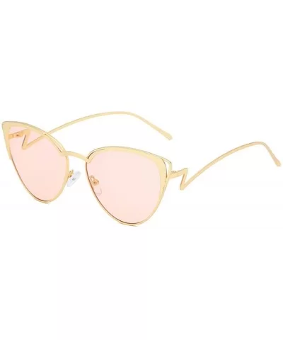 Retro Cat Eye Fashion Metal Frame Tinted Lenses Women Sunglasses UV400 - Pink - C718NDRI4ER $13.83 Rectangular