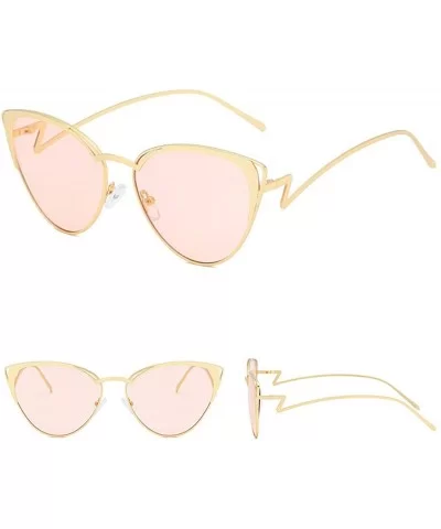 Retro Cat Eye Fashion Metal Frame Tinted Lenses Women Sunglasses UV400 - Pink - C718NDRI4ER $13.83 Rectangular