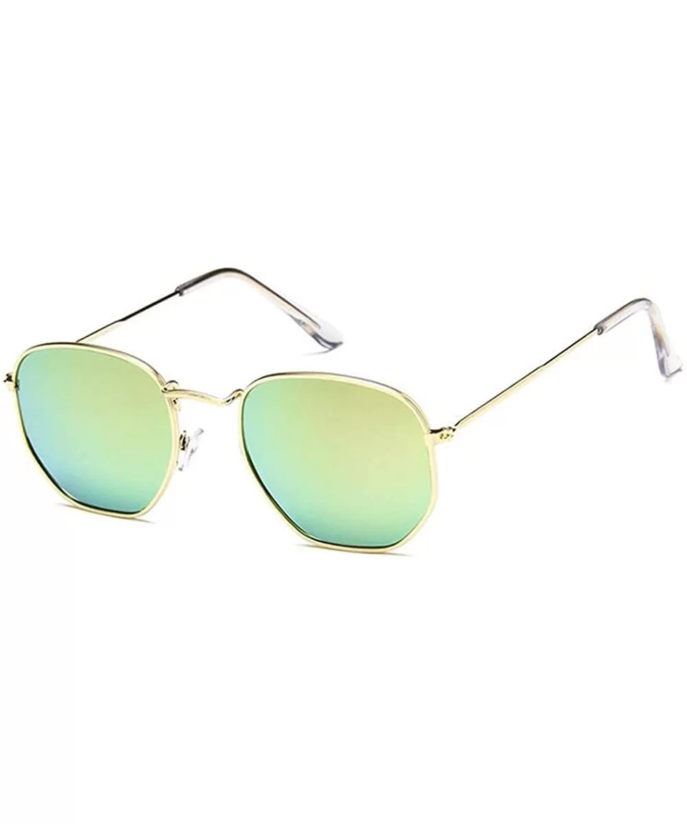 Retro Round Sunglasses Women Brand Designer Sun Glasses for Women Alloy Mirror Sunglasses - Gold Pink - CX19085RIRK $30.75 Wrap