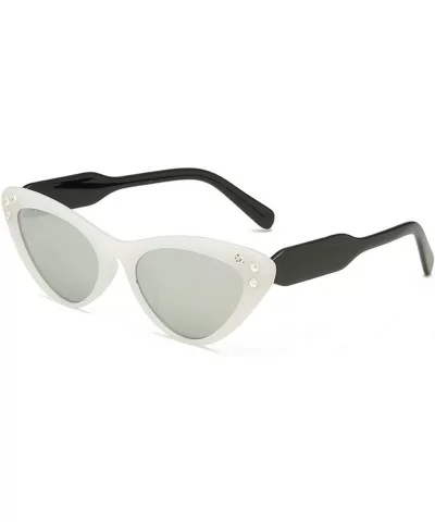 Women's Fashion Cat Eye Shade Sunglasses Integrated Diamond Gasses - White - CD18QGC70GK $7.22 Cat Eye