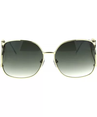 Womens Unique Large Hoop Hinge Arm Mod Metal Rim Butterfly Sunglasses - Gold Green - C117YUDNUQ7 $17.03 Butterfly