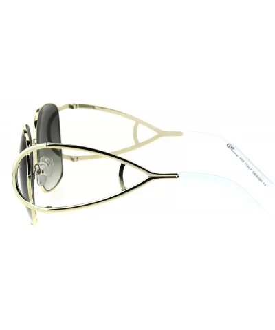 Womens Unique Large Hoop Hinge Arm Mod Metal Rim Butterfly Sunglasses - Gold Green - C117YUDNUQ7 $17.03 Butterfly