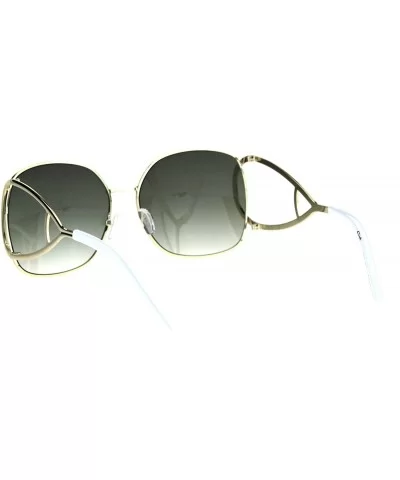 Womens Unique Large Hoop Hinge Arm Mod Metal Rim Butterfly Sunglasses - Gold Green - C117YUDNUQ7 $17.03 Butterfly