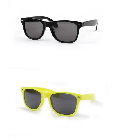 Colorful Wayfarer Retro Style Sunglasses P713 Spring Hinge (Mid-Large Size) - 2 Pcs Black & Neon Yellow - C311WWTAFRV $17.69 ...