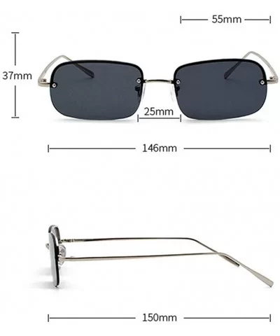 New fashion trend ocean film unisex small frame rectangular metal half frame sunglasses - Silver&clear - CB18T8TOKL7 $17.58 R...