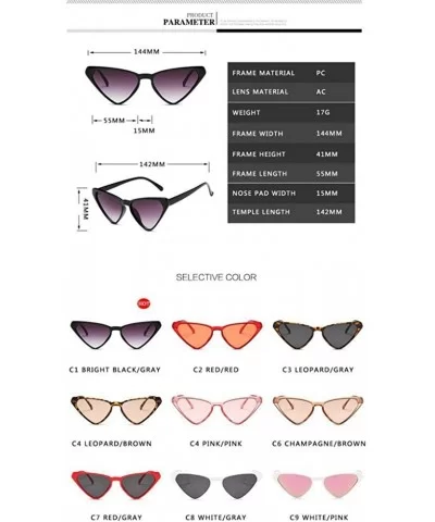 2019 New Women Little Cat Eye Sunglasses Ladies Summer Vintage Red Pink Cute C9 - C4 - C818YKUGIYQ $12.23 Aviator