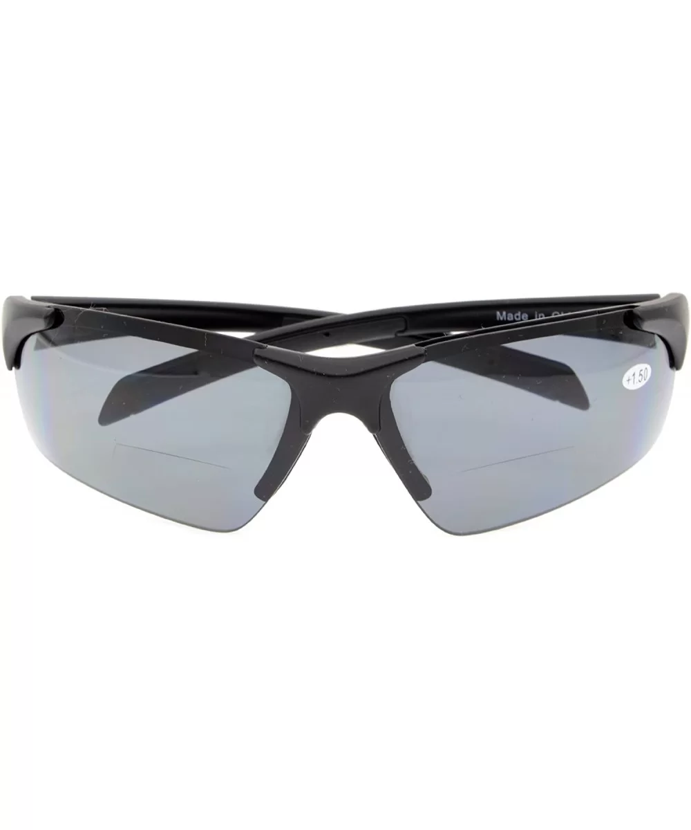 Bifocal Sunglasses with Wrap-Around Sport Design Half Frame for Men and Women - Matte Black - CC18C3KRGDX $34.69 Wrap