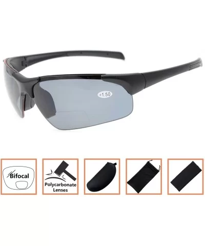 Bifocal Sunglasses with Wrap-Around Sport Design Half Frame for Men and Women - Matte Black - CC18C3KRGDX $34.69 Wrap