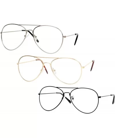 Clear Lens Gold Aviator Sunglasses - Black/Gold/Silver - C017YZXZNO9 $23.24 Square
